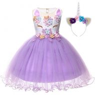 IBTOM CASTLE Baby Girls Flower Unicorn Fairy Costume Princess Dress up Birthday Pageant Party Wedding Bridesmaid Dance Outfits Short Gown