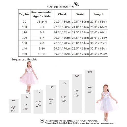  IBTOM CASTLE Flower Princess Girls Unicorn Birthday Pageant Party Rainbow Dress Up Costume+Headband Dance Outfits Wedding Gowns