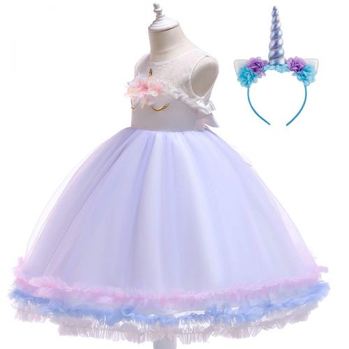  IBTOM CASTLE Baby Girls Flower Mythical Costume Cosplay Princess Dress up Birthday Pageant Party Dance Outfits Evening Gowns