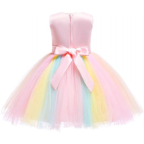  IBTOM CASTLE Baby Girls Flower Fairy Costume Princess Rainbow Dress up Birthday Pageant Party Wedding Dance Outfits Short Gown