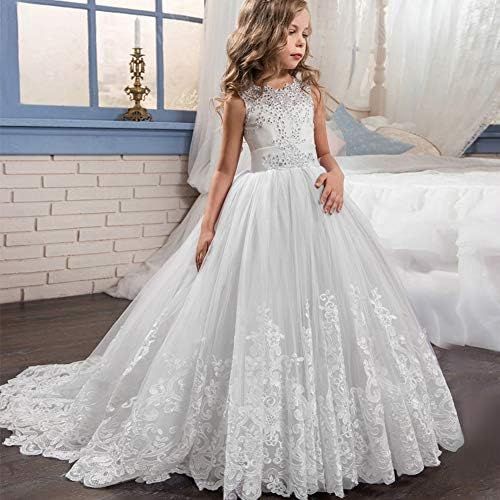  할로윈 용품IBTOM CASTLE Girls Flower Lace Princess Communion Tulle Dress Long Pageant Gown Floor Length Prom Wedding Evening Formal Party