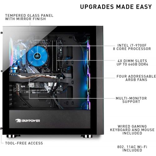  [아마존베스트]iBUYPOWER Gaming PC Computer Desktop Element 9260 (Intel Core i7-9700F 3.0Ghz, NVIDIA GeForce GTX 1660 Ti 6GB, 16GB DDR4, 240GB SSD, 1TB HDD, Wi-Fi & Windows 10 Home) Black