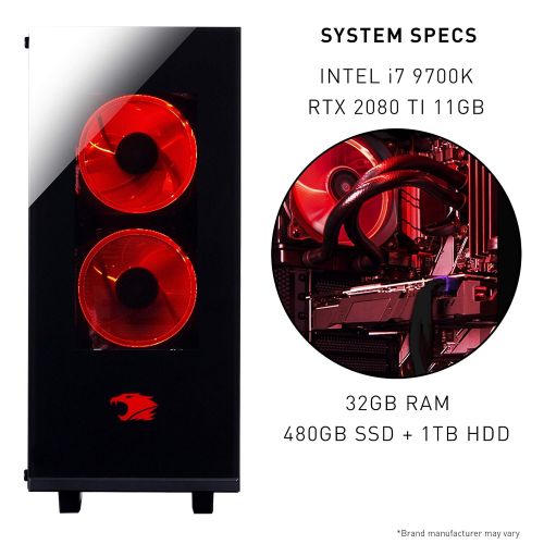  IBUYPOWER iBUYPOWER Pro Gaming PC | Intel i7 9700k, NVIDIA GeForce RTX 2080 Ti | 32GB RAM, 480GB SSD + 1TB HDD | Liquid Cooling, WiFi, RGB Lighting, Windows 10, VR Ready | Element iBP045iV2