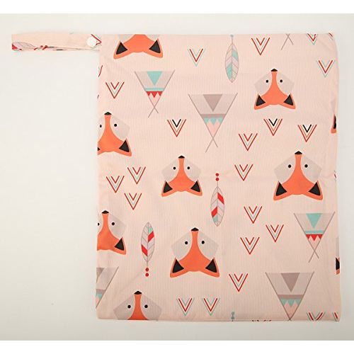 아이베이비 Hibaby Wet Dry Bag Baby Cloth Diaper Nappy Bag Reusable with Two Zippered Pockets (Baby Fox)