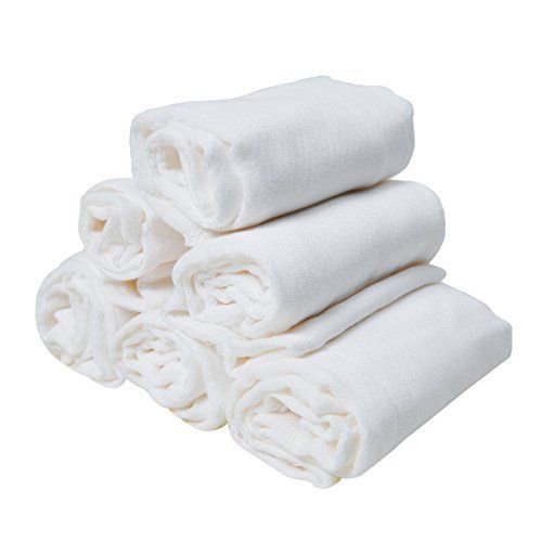 아이베이비 Hibaby 6 Pack Cotton Burp Cloths, Prefold Cloth Diaper,White,13 x 19 Inch,2+3+2