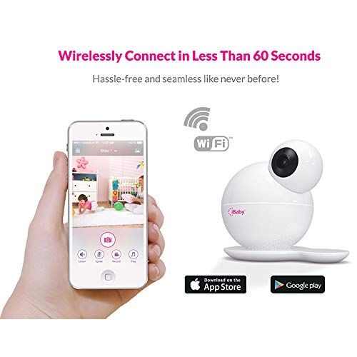 아이베이비 IBaby iBaby M6T HD Wi-Fi Digital Baby Video Camera Monitor with Temperature and Humidity Sensors, White