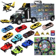 iBaseToy Toy Cars, Transport Car Carrier Truck Toy, Toy Truck Fits 28 Car Slots, Car Toys Gift for Kids Toddlers Boys Girls 3-12 Year Old