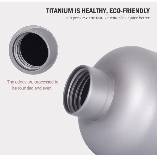  iBasingo 1050ml/800ml/600ml/400ml Titanium Water Bottle Outdoor Leak-Proof Wide Mouth Sport Drinking Bottle Camping Tea Coffee Canteen Kettle for Hiking Climbing Running
