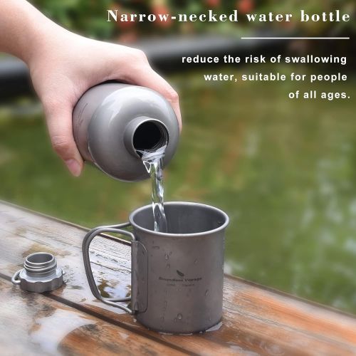  iBasingo 1050ml/800ml/600ml/400ml Titanium Water Bottle Outdoor Leak-Proof Wide Mouth Sport Drinking Bottle Camping Tea Coffee Canteen Kettle for Hiking Climbing Running