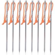 iBasingo Titanium Alloy Tent Nails Outdoor Camping Tent Stakes Lengthen Tent Pegs 20CM with Rope(Pack of 6/8)