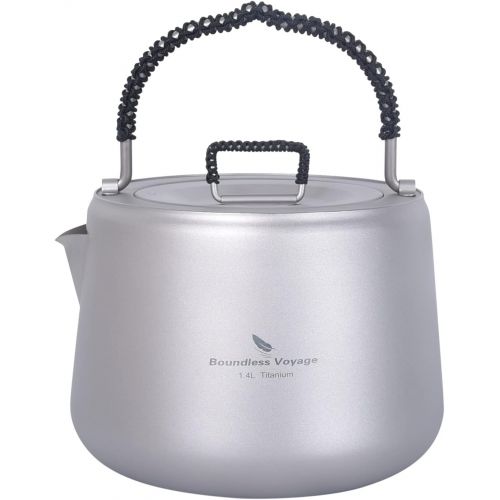  [아마존베스트]iBasingo 1.4 L Titanium Kettle with Filter Outdoor Camping Coffee Tea Pot Water Kettle Anti-scalding Handle Lid Ultralight Canteen Apply to Induction Cooker for Picnic Backpacking