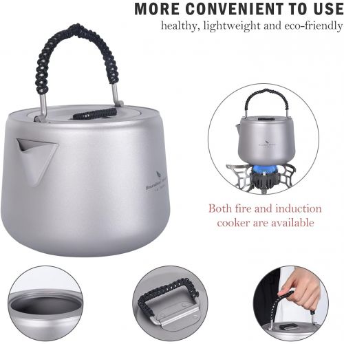  [아마존베스트]iBasingo 1.4 L Titanium Kettle with Filter Outdoor Camping Coffee Tea Pot Water Kettle Anti-scalding Handle Lid Ultralight Canteen Apply to Induction Cooker for Picnic Backpacking