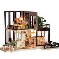 IBaste_S DIY Small Dollhouse Miniature House Kit Wooden Creative Room Model Toy Dream House Artwork Decor with LED Light, Best Kids Birthday Christmas Gift