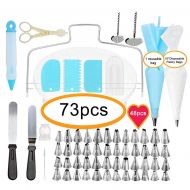 IBecly 73 Piece Cake Decorating Supplies Turntable Piping Tip Nozzle Pastry Bag Set DIY Cake Baking Tool.
