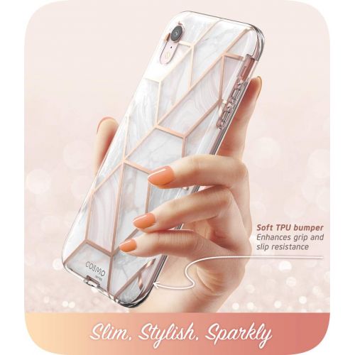  [아마존베스트]I-Blason i-Blason Cosmo Full-Body Glitter Bumper Case for iPhone XR 2018 Release, Marble, 6.1