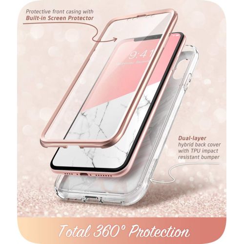  [아마존베스트]I-Blason i-Blason Cosmo Full-Body Glitter Bumper Case for iPhone XR 2018 Release, Marble, 6.1
