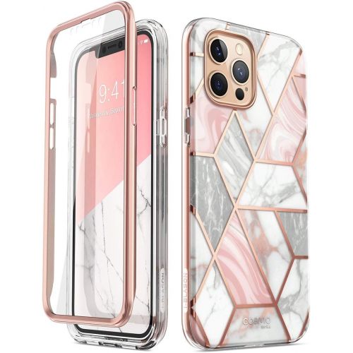  [아마존베스트]i-Blason Cosmo Series Case for iPhone 12 Pro Max 6.7 inch (2020 Release), Slim Full-Body Stylish Protective Case with Built-in Screen Protector (Marble)