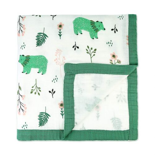  IBraFashion Muslin Swaddle Blanket Soft Bamboo Cotton Baby Swaddle Wrap for Boys and Girls (Happy Bear)