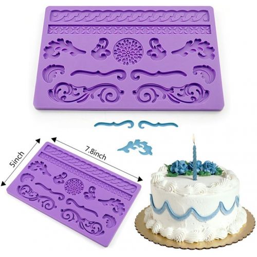  IC ICLOVER Fondant Cake Decorating Silicone Mold, Halloween Christmas Party Necessities, Food Grade Silicone Chocolate Vintage Elegant Lace Cake Mold - Oven, Dishwasher Safe, Prese