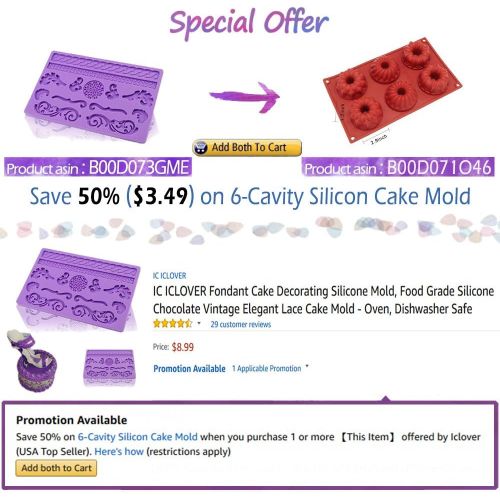  IC ICLOVER Fondant Cake Decorating Silicone Mold, Halloween Christmas Party Necessities, Food Grade Silicone Chocolate Vintage Elegant Lace Cake Mold - Oven, Dishwasher Safe, Prese
