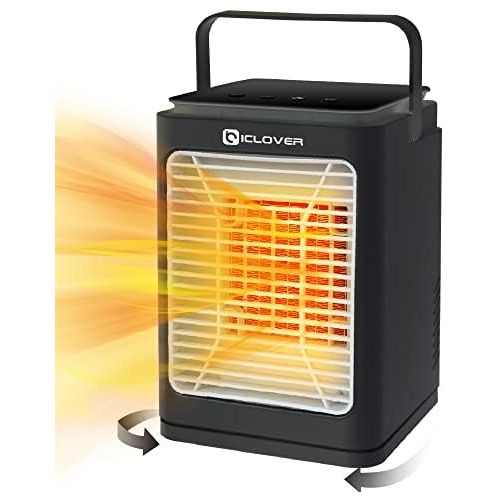  IC ICLOVER Portable Ceramic Space Heater, 750/1500W Oscillating Electric Heater & Fan Combo, Overheat & Tip Over Protection, Portable Handle, Safe and Quiet for Home Office Bedroom