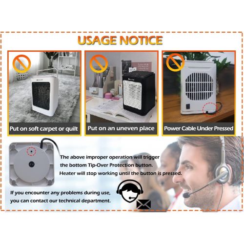  IC ICLOVER Portable Ceramic Space Heater, 750/1500W Oscillating Electric Heater & Fan Combo, Overheat & Tip Over Protection, Portable Handle, Safe and Quiet for Home Office Bedroom