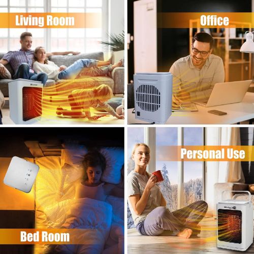  IC ICLOVER Portable Ceramic Space Heater, 750/1500W Oscillating Electric Heater & Fan Combo, Overheat & Tip Over Protection, Portable Handle, Safe and Quiet for Home Office Bedroom