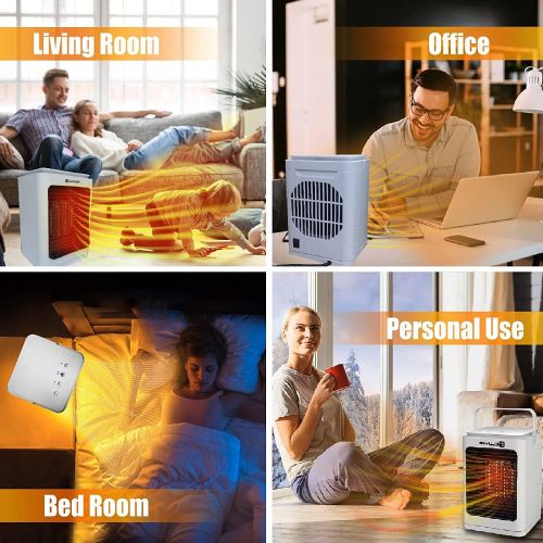  IC ICLOVER Portable Ceramic Space Heater, 750/1500W Oscillating Electric Heater & Fan Combo, Overheat & Tip Over Protection, Portable Handle, Safe and Quiet for Home Office Bedroom