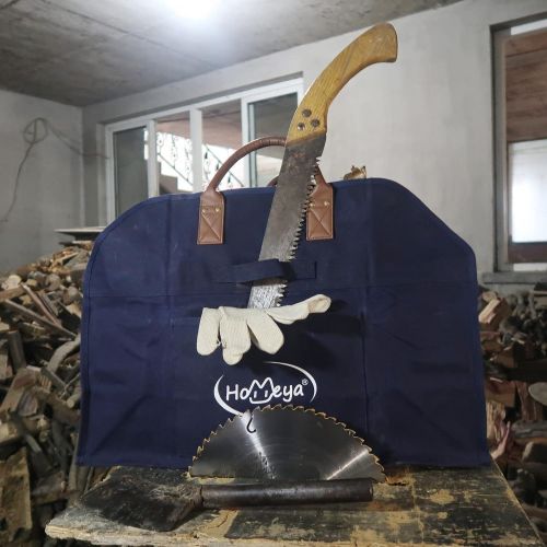  IC ICLOVER Log Carrier Bag Heavy Duty Extra Large Waxed Canvas Firewood Tote Bag with Hatchet Holder & Pocket,Closed Ends Design Wood Carrier, Wood Stove Accessories,for Fire Pit,C