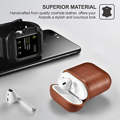  [아마존베스트]ICARER AirPods Genuine Leather Case with Keyring