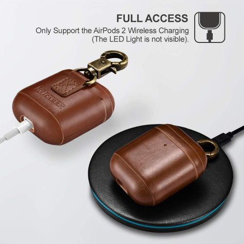  [아마존베스트]ICARER AirPods Genuine Leather Case with Keyring