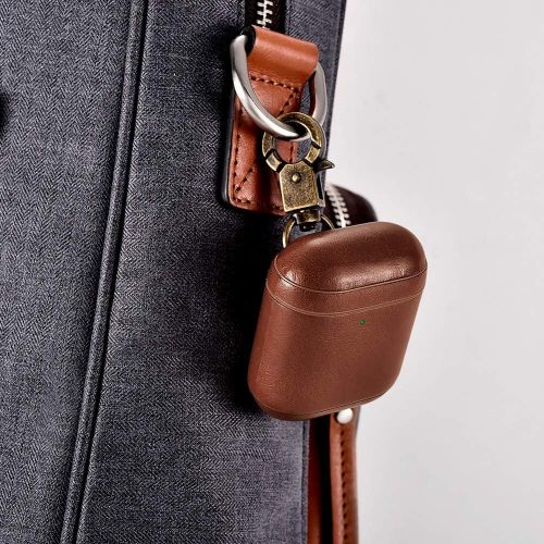 [아마존베스트]ICARER AirPods Genuine Leather Case with Keyring
