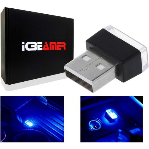  ICBEAMER Blue Universal USB Interface Plug-in Miniature Night Light LED Car Interior Trunk Ambient Atmosphere [1 pc]