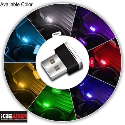  ICBEAMER Blue Universal USB Interface Plug-in Miniature Night Light LED Car Interior Trunk Ambient Atmosphere [1 pc]