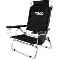 ICECO Beach Chairs for Adult, 5-Position Lay Down Folding Aluminium Camping Chair Durable Lightweight Portable with Cup Holder Storage Bag for Men Women Outdoor Beach Picnic Hiking