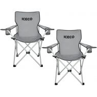 ICECO 2Pack Camping Chairs for Adult, Portable Lightweight Folding Chairs for Outside, Camp Chair with Cup Holder Carrying Bag for Outdoors Fishing Hiking