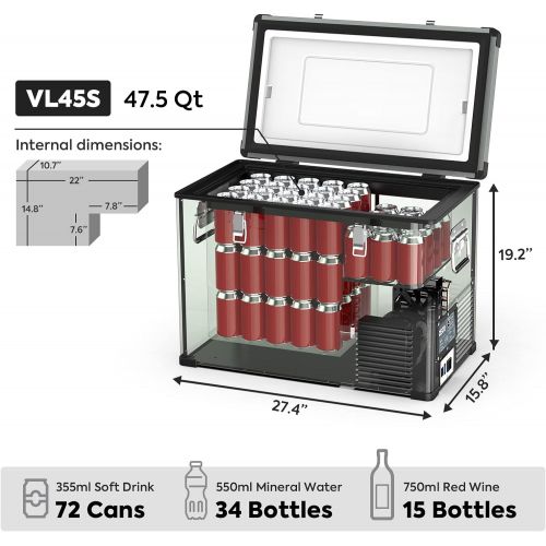  [아마존베스트]ICECO VL45 Portable Refrigerator with SECOP Compressor, 45Liters Platinum Compact Refrigerator, DC 12/24V, AC 110-240V, 0℉ to 50℉, Home & Car Use (without Insulated Cover)