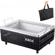 ICECO Camping Grill, Portable Grill Charcoal Grill Compact, Folding Yakitori Grill 15.7IN, Tabletop Hibachi Grill with Carrying Bag Grill Net for Camping BBQ Picnic Outdoor Cooking