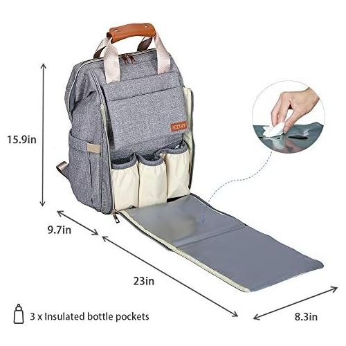  [아마존베스트]ICEIVY Diaper Bag,Baby Bag,Diaper Bag Backpack,Baby Diaper Bag for Girls and Boys,Multi-Function,Waterproof,Large Capacity, Stylish and Durable (Grey)
