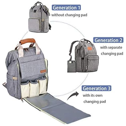  [아마존베스트]ICEIVY Diaper Bag,Baby Bag,Diaper Bag Backpack,Baby Diaper Bag for Girls and Boys,Multi-Function,Waterproof,Large Capacity, Stylish and Durable (Grey)