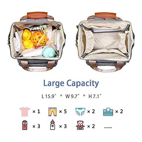  [아마존베스트]ICEIVY Diaper Bag,Baby Bag,Diaper Bag Backpack,Baby Diaper Bag for Girls and Boys,Multi-Function,Waterproof,Large Capacity, Stylish and Durable (Grey)