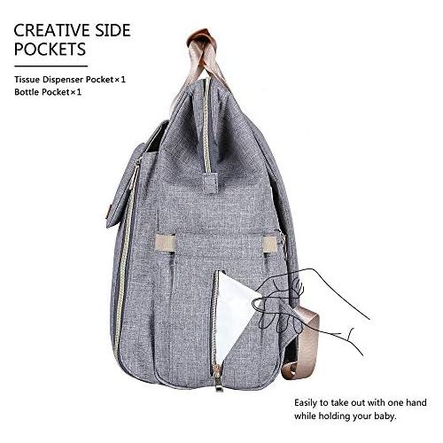  [아마존베스트]ICEIVY Diaper Bag,Baby Bag,Diaper Bag Backpack,Baby Diaper Bag for Girls and Boys,Multi-Function,Waterproof,Large Capacity, Stylish and Durable (Grey)