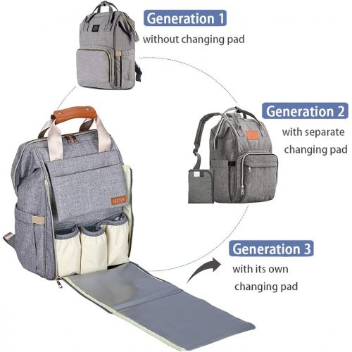  [아마존베스트]ICEIVY Diaper Bag,Baby Bag,Diaper Bag Backpack,Baby Diaper Bag for Girls and Boys,Multi-Function,Waterproof,Large Capacity, Stylish and Durable (Grey)