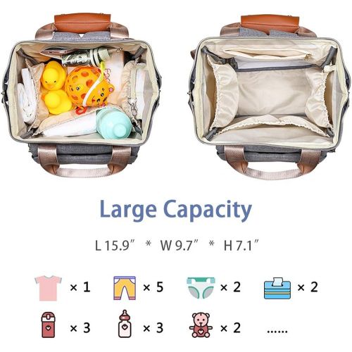  [아마존베스트]ICEIVY Diaper Bag,Baby Bag,Diaper Bag Backpack,Baby Diaper Bag for Girls and Boys,Multi-Function,Waterproof,Large Capacity, Stylish and Durable (Grey)