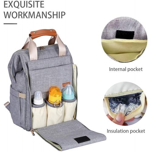  [아마존베스트]ICEIVY Diaper Bag,Baby Bag,Diaper Bag Backpack,Baby Diaper Bag for Girls and Boys,Multi-Function,Waterproof,Large Capacity, Stylish and Durable (Grey)