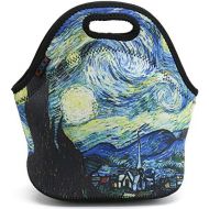 [아마존베스트]ICOLOR Blue Starry Night Lunch Bag Tote, Soft Insulated Neoprene Food Container, Boys Girls School Office Travel Outdoor Work Lunchbox Handbag, Waterproof Food Storage Carrying Cas