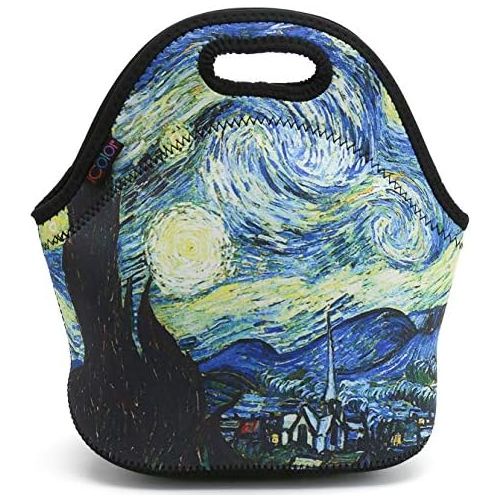  [아마존베스트]ICOLOR Blue Starry Night Lunch Bag Tote, Soft Insulated Neoprene Food Container, Boys Girls School Office Travel Outdoor Work Lunchbox Handbag, Waterproof Food Storage Carrying Cas