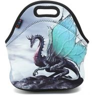 [아마존베스트]ICOLOR Cool Dragon Insulated Neoprene Lunch Bag Tote Handbag lunchbox Food Container Gourmet Tote Cooler warm Pouch For School work Office