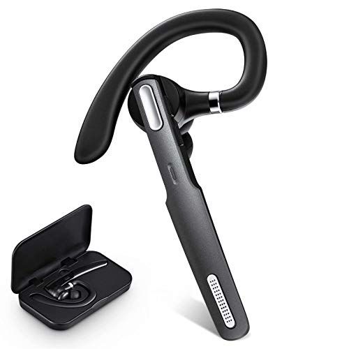  ICOMTOFIT Bluetooth Headset, Wireless Bluetooth Earpiece V4.1Hands-Free Earphones with Noise Cancellation Mic for Driving/Business/Office, Compatible with iPhone and Android(Gray)