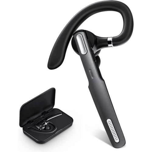  ICOMTOFIT Bluetooth Headset, Wireless Bluetooth Earpiece V4.1Hands-Free Earphones with Noise Cancellation Mic for Driving/Business/Office, Compatible with iPhone and Android(Gray)